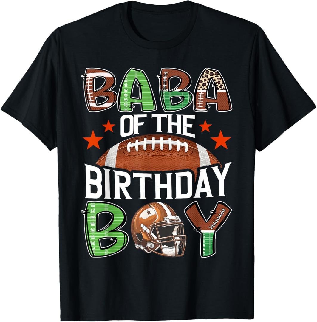 Baba Of The Birthday Boy Game Day Football T-Shirt 3T