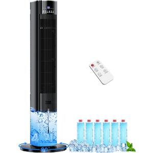 42 INCH Swamp Cooler Air Conditioner w/4 Mode &3 Speed, Aroma&Memory Function, 15H Timer Portable Air Conditioners No Windows Needed, 6 Ice Packs, 1.1-Gal Dual Tank Evaporative Cooler for Room