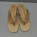 Raffia Heels Sandals Summer Beach Flip Flops Heels Square Open Toe Heeled Sandals Dressy Comfortable Slip on Thong Sandal Size 8
