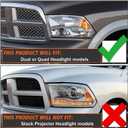 Headlight Assembly Pair compatible with 2009-2018 Dodge Ram 1500