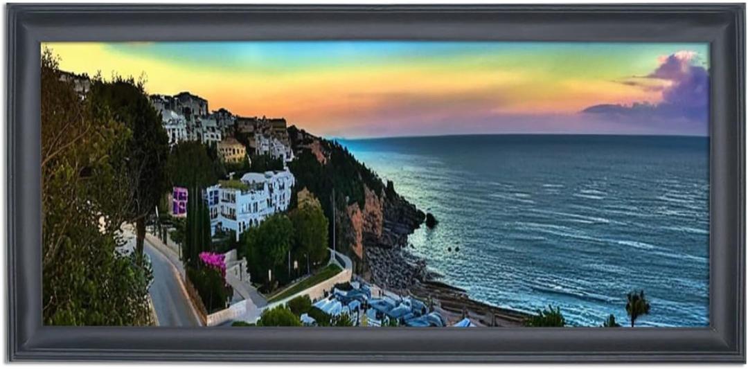 15x28 inch Picture Frame Solid Wood Black Panoramic Photo Frame, Suitable for Poster/Painting/Group Photo/Puzzle (A23B1528)