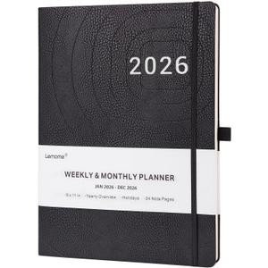 2026 Planner - Weekly & Monthly Planner 2026 with Pen Loop, to Achieve Your Goals & Improve Productivity, January - December 2026, Thick Paper, Inner Pocket, 8.5" x 11" - Black