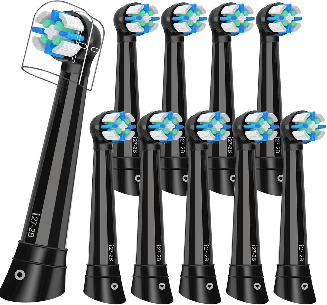 10pcs iO Replacement Heads Compatible with Oral B iO 3 4 5 6 7 8 9 10 Series Electric Toothbrush,Toothbrush Heads Compatible with Braun Oral B iO with Medium Bristles,Black