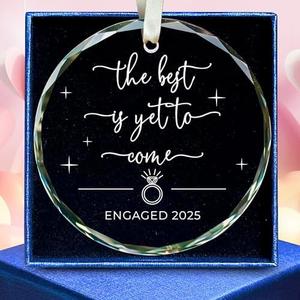 SUCHAGIFT Engagement Gifts for Couples - Gifts for Newly Engaged Couples - Happy Engagement Gift Ideas for Her, Bride to Be - Just Engaged Gift for Her, Friends - Glass Ornament 2024