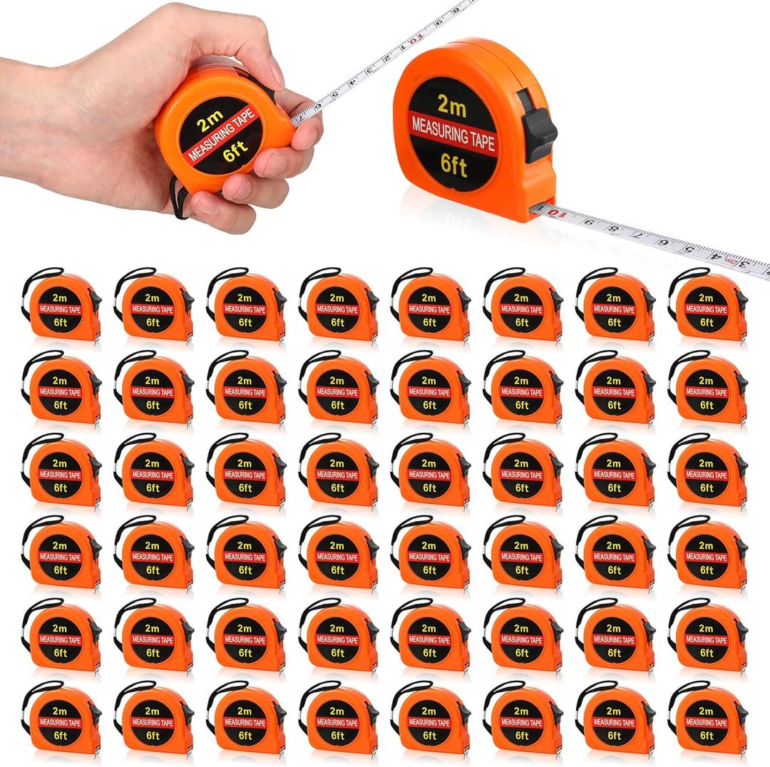 50 Pcs Small Tape Measure Keychain Valentine's Day Mens Gifts Bulk Mini Measuring Tape Retractable 6ft 2m, Metric and Inch, Retractable Handy Pocket for Daily Use Prizes Rewards for School
