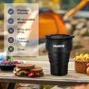 Travel Reusable Silicone Collapsible,13 oz/375 ml,Collapsible Travel Mug,Collapsible Cup for Hot and Cold Drinks (Black)