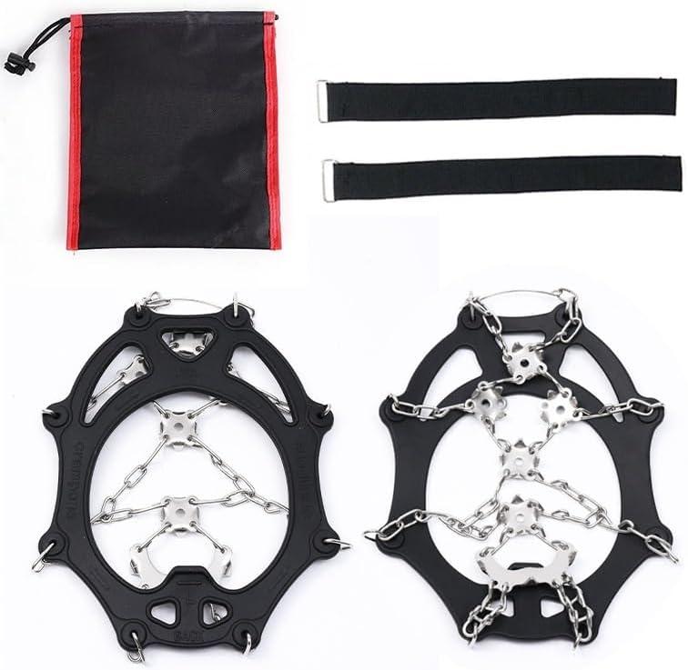 Stainless Steel Micro Spike Crampons Ice Snow Grips 1 Pair Snow Walk Traction Cleats Ice Cleats Traction Anti-Slip Shoes Ice Gripper For Walking,Jogging, Climbing And Hiking(24 teeth black,Medium)