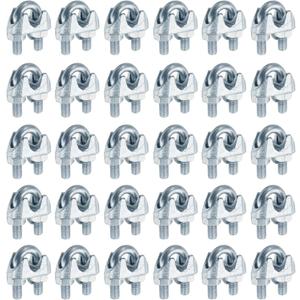 uxcell 50 Pcs M6 Steel Wire Rope Clip Clamps, 1/4" Wire Rope U-Bolt Cable Clamps Saddle Fastener for Wire Rope Rigging Tent Rope Guardrail System