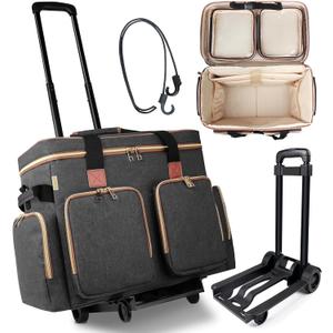 Rolling Teacher Tote Bag with Detachable Trolley, Wheeled Teacher Bag with Padded Laptop Compartment for up to 15.6 Inch, Multifunctional Rolling Briefcase for Teaching& Office (Elegant Gray), Medium