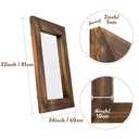 MAXYOYO Rustic Wood Wall Mirror for Bathroom, 24" x 32" Wood Framed Mirror Farmhouse Style Bathroom Vanity Mirror, Vertical or Horizontal Hanging, Brown