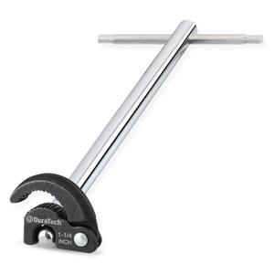 DURATECH 11" Basin Wrench, Sink Wrench, Adjustable Tap Nut Spanner Basin Spanner, Capacity of 3/8" to 11/4" for Fixing Back and Union Nuts Under Sink
