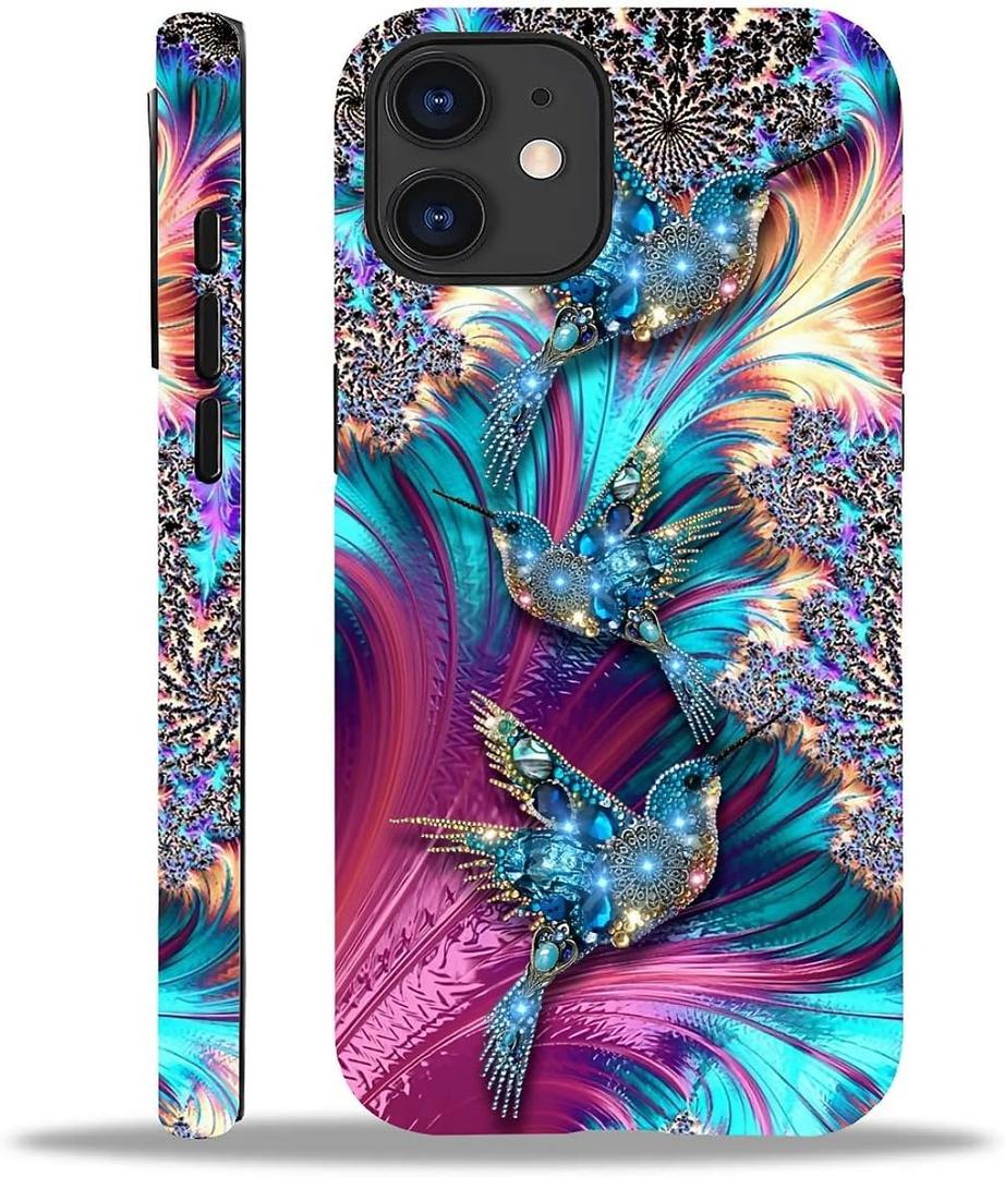 for iPhone 11 Case with 2-in-1 Glossy All Inclusive Anti Fall Doublelayer Protection Soft TPU+PC Back Pattern Case Compatible with iPhone 11 6.1inch for Women Diamond Bird