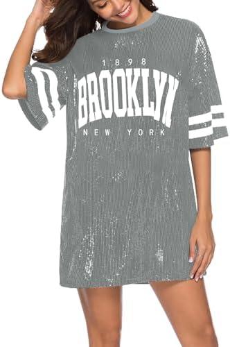 PORRCEY Juniors Short Sleeve Sequin Funny Dress Shirts XXL Grey
