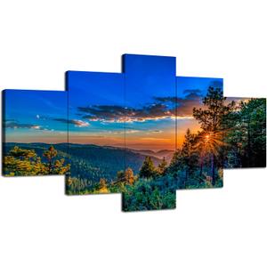 New Mexico Canvas Wall Art New Mexico Landscape Wall Decor Mountains Picture Print Nature Poster Painting Framed Office Home Living Room Bedroom Decoration 5 Panel(60''Wx32''H), 60L" x 32W"