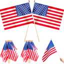 Newwiee 24 Pcs American Flags on Stick 12 x 18 Inch American Hand Held Stick Flag Handheld US Flag 4th of July USA Flag with Safety Spear Top for Memorial Day Outdoor Yard Garden Veteran Party