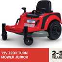 Kid Trax 12V Zero Turn Lawn Mower Jr. Ride on Toy - Riding Lawn Mower, Outdoor Toys, Kids Electric Car, Tractor Toy, Dual Handle, Twist and Turn, Speed to 2.5 MPH, Max Weight of 66lbs, Age 2-5, Red, Junior