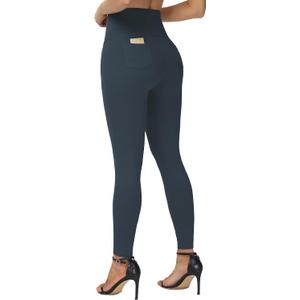 THE GYM PEOPLE Womens' V Cross Waist Yoga Leggings with High Waisted Tummy Control (X-Large, Charcoal Grey)