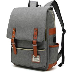 Mancio Slim Vintage Laptop Backpack For women,Men For Travel, College, Dayparks, Fits up to 15.6Inch Notebook in Grey
