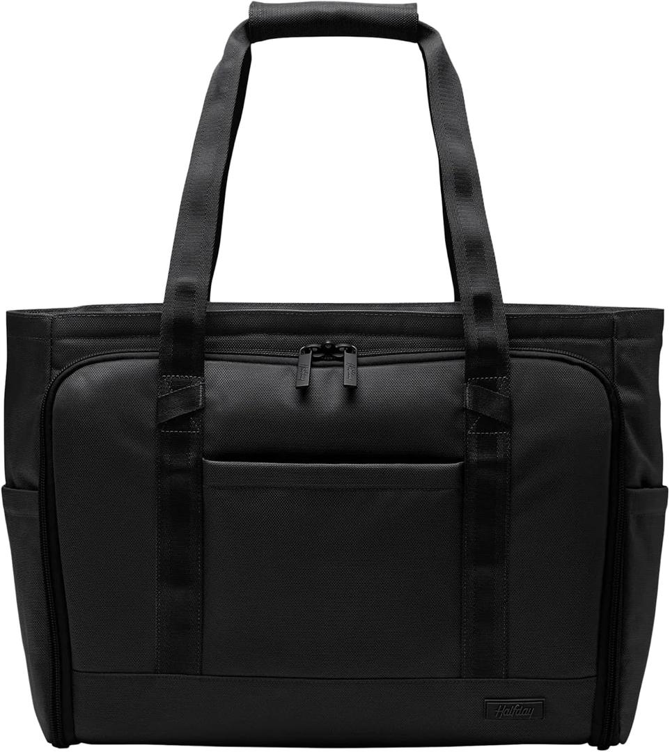 Halfday Convertible Garment Tote: 2-in-1 Travel Tote & Garment Bag, Carry-on for 1-2 Day Trips (16 Laptop Pocket, Shoe Compartments, Trolley Sleeve), Water-Resistant Ballistic Nylon, Jet