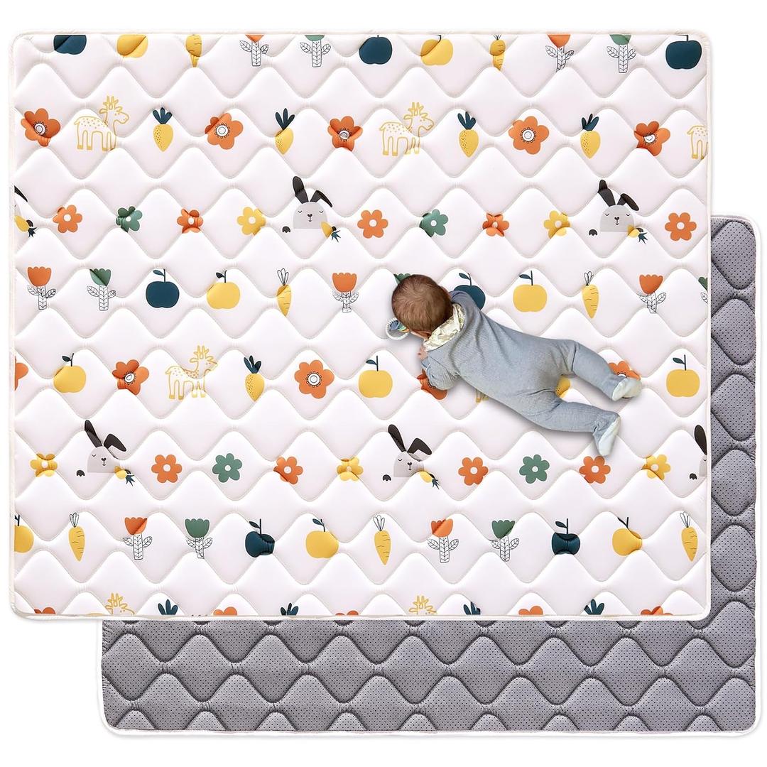 Odorless Premium Foam Baby Play Mat 50" x 50", Soft Microfiber Fabric Crawling Mat for Floor- Comfortable and Hypoallergenic, Non-Slip Cushioned Floor Playpen mat for Infants,Babies,Toddlers