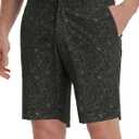 M MAELREG Golf Shorts Men Print Quick Dry 9" Stretch Lightweight Water-Resistant Flex Flat Front Fashion Mens Shorts Casual (Black Green Flower)