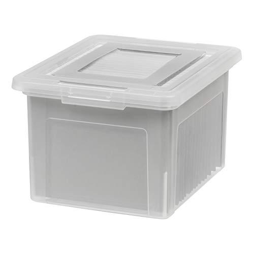 IRIS USA File Box, Plastic File Boxes With Lids, Document Organizer for Letter/Legal File, Document Box, Storage Bin For Hanging Files, Secure Latching Lid Stackable BPA-Free, Clear ,6 pack