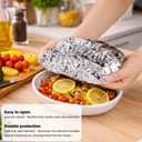 60pcs Reusable Aluminum Foil Food Covers, Premium Pop Up Foil Food Covers Universal Kitchen Heat Shield Lids for Bowls Plates Storage Containers (Silver)