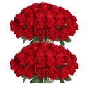 50 PCS Fake Red Roses, Artificial Red Flowers Bulk Realistic Silk Faux Rose with Stems for Wedding Decoration Anniversary Bridal Bouquet DIY Floral Arrangement Romantic Home Decor Gifts