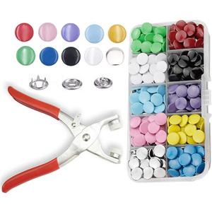 Minestylish 100 Sets Metal Snaps Buttons with Fastener Pliers Press Tool Kit Perfect for DIY Crafts Clothes Hats and Sewing, Snap Button Fasteners Kit for Clothing(Colorful / 400 PCS)