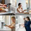 Automatic Liquid Soap Dispenser Touchless, Stainless Steel Hand Soap Dispenser, USB Rechargeable, 4 Adjustable Levels, 11.8oz/350ml for Kitchen and Bathroom (Stainless Steel Black, Liquid)