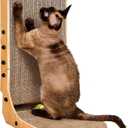 EHEYCIGA Cardboard Cat Scratcher for Indoor Kitten Cats, 19 Inch L Shaped Vertical Cat Scratching Board with Ball Cat Toy, Small Cat Scratcher Pad, Brown (11.4x9.75x19)