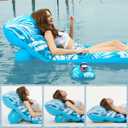 Jasonwell Inflatable Pool Float Adult - Pool Floaties Lounger Floats Floating Chair Raft with Adjustable Backrest Cup Holders Water Floaty Lake Lounge Tanning Floats Beach Party Toys for Adults (Blue), Large