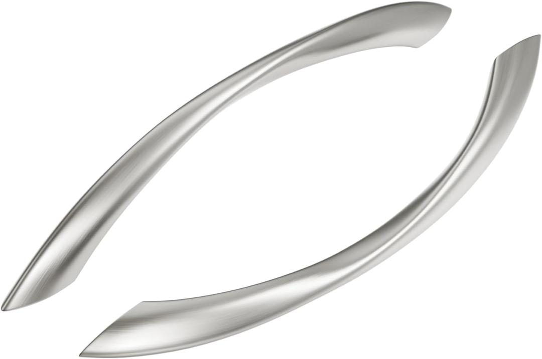 goldenwarm 10 Pack 6-1/4 Inch Brushed Nickel Cabinet Pulls Arch Twisted Silver Drawer Handle, 160mm Hole Center, Zinc Alloy Dresser Handles for Cabinet Cupboard Bathroom