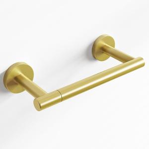 Fixwal Toilet Paper Holder Wall Mount, SUS 304 Stainless Steel, 7.64in Metal Pivoting Double-Post Tissue Roll Holder for Bathroom, Washroom (Gold)