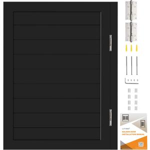 Saloon Swinging Doors 24/28/30/32/36 Inch Wide - Black Heavy Duty Swing Cafe Doors with Hinges, Hardware & Install Guide - Single Swinging Half Door for Bar Kitchen Doorway Decor (Single Door 36"X42")