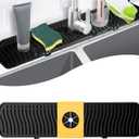 COBETE Kitchen Sink Splash Guard, 24in Faucet Mat Splash Catcher, Handle Drip Catcher Tray, Multipurpose for Kitchen Dish Drying Mats Sponge Holder and Bathroom Countertop Protect(Black)