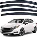 Lightronic Extra Durable Outside Mount Auto Vent Window Visor, Fits 2020-2025 Nissan Versa Sedan (S/SR/SV), UV Protection Rain Guard, Smoke Original Wind Deflector, No-Drill Easy Install, 4-Pcs