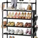 Shoe Rack 7 Tier Shoe Organizer Storage 21-28 Pairs Closet Shoes Rack for Front Door Entrance Shoe Rack Organizer with Hooks Side Pocket Entryway Large Capacity Shoe Shelf Tower Garage (7 Tier (23.6"Wx 65.4"H), Black)
