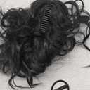 LONAI Black Ponytail Extension, 18" Wavy Claw Clip Ponytail Extensions ZJ001 Shoulder Length Curly Wavy Claw Clip in Ponytail Hair Extensions Synthetic Fake Pony tails Hairpieces-Black