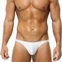 Men's Thong Bikini Underwear, Mens Sexy Underwear Low Men Thongs (White, L)