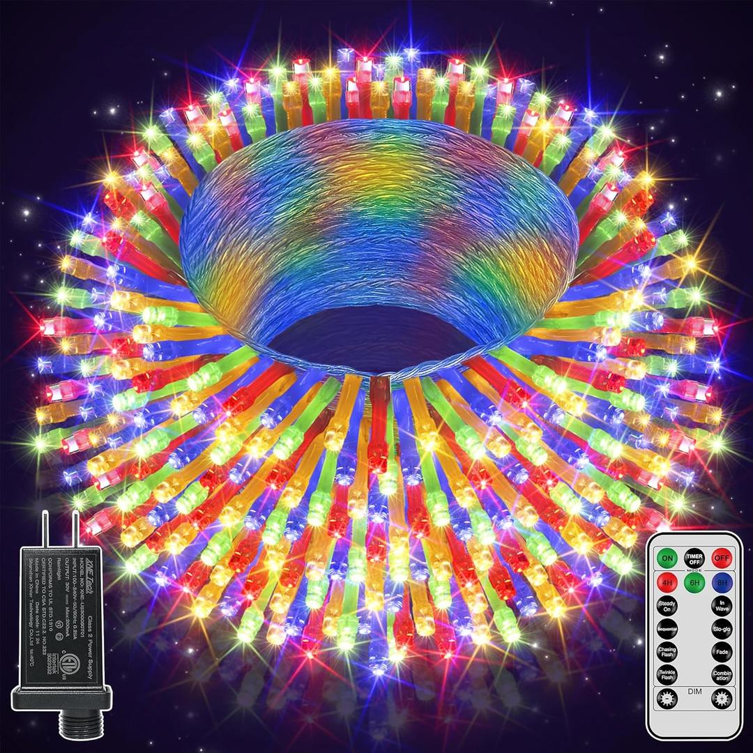 Ccinny 328 FT 1000 LED Christmas Lights Outdoor, 8 Lighting Modes String Lights with Remote, Christmas Light for Outside Wedding Party Classroom Holiday Decor(Multicolor)