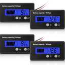 Frienda 2 Pieces Dc 12v 24v 36v 48v 60v 72v 84v Golf Cart Battery Meter with Alarm, Front Setting and Switch Key Battery Capacity Voltage Indicator Gauge Acid and Lithium Ion Indicator(Blue)