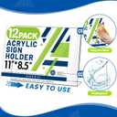 Aheroi 12Pcs Acrylic Sign Holder 8.5 x 11, Horizontal Clear Sign Holders 8.5 x 11, L-Shape Acrylic Paper Holder, Plastic Sign Holder Paper Holder Display Stand for Menu Document Picture Frames