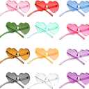 LIULIUBTY Heart Shaped Rimless Sunglasses 12Pack, Bachelor Party Cool Colorful Funky Sunglasses