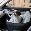 Best Pet Supplies Elevated Dog Car Seat for Small Dogs, Booster Seat with Safety Tether & Storage, Washable Travel Pet Seat for Front or Back Seat, Up to 25 lbs - Black - 21 x 20 x 14