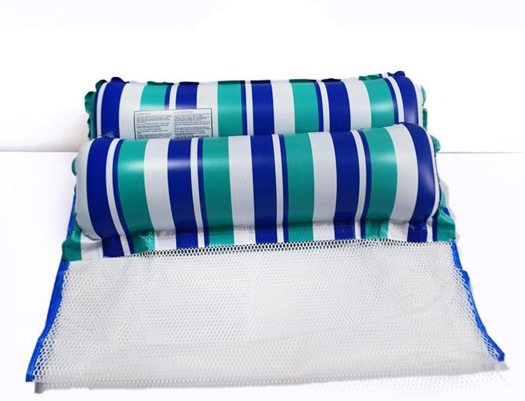 Inflatable Foldable Swim Lounger Floating Bed (Blue,Green)