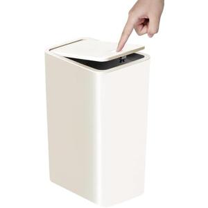 TIPGO Bathroom Trash Can with Lid, 10 Liter/ 2.6 Gallon Slim Garbage Can, Small Trash Bin Waste Basket with Pop-Up Lid for Kitchen, Bedroom, Living Room, Office (White)