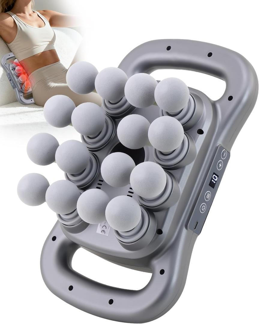 16-Head Massage Gun, Deep Tissue Percussion Massager with 9 Modes & 9 Intensities, 2600mAh Battery Back Bassager for Pain Relief Deep Tissue for Muscle Pain Relief in Back, Legs, Shoulders (Dark Gray)