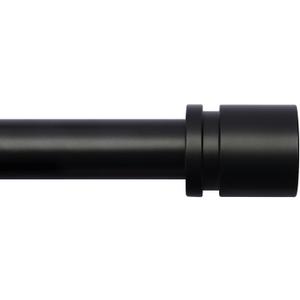 Byondeth Curtain Rods for Windows 16 to 120 Inches Adjustable Length 1 Inch Diameter Window Curtain Rod with Aluminium Finials, Black