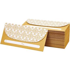 Juvale Money Envelopes for Cash - Cash Gift & Money Saving Envelopes - Secure Adhesive Seal & Floral Design - 7 x 3 In, Gold, 100 Pack